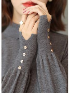 Lantern Sleeve Turtleneck Knit Sweater