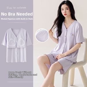 Baisina | Breathable Padded Modal Summer Sleepwear Short Sleeve