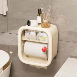 Bathroom Wall-Mounted Tissue Box Toilet Paper Holder Nordic Style Bathroom Storage Box No Drilling Required Toilet Paper Rack