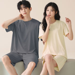 MiiOW | Ice Silk Couple Summer Light New Short Sleeve Trousers with Chest Pad Homewear Set