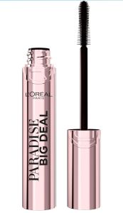 LOréal USA Paradise Big Deal Mascara Volumizing and Lengthening Formula Buildable Clump Resistant Washable Blackest Black Black Waterproof Mascara 0.33 Fl Oz
