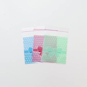 100pcs Dot Bow Self Adhesive Bags Gifts Storage Pouches For Birthday Wedding Party Candy Cookie Baking Bags Gift Package Bags