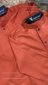 Brand Sempurna Kurta Raya Warna Brick Orange Modern Slim Fit Cotton Sedondon Baju Raya - ( D017K ) / KD