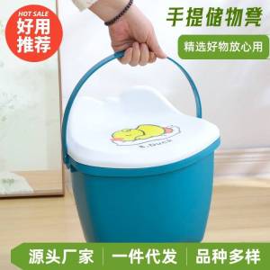 Cartoon Storage Stool Childrens Portable Seating Storage Bucket round Face Design Can Sit on Multi-Functional Creative Stool