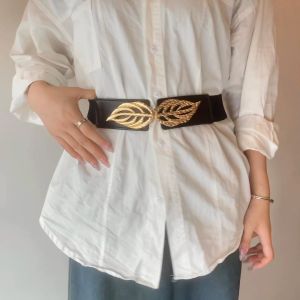 Womens Black Multi-style Wide Waist Belt with Metal Rod Elastic Band Drawstring Dress Coat Accessory