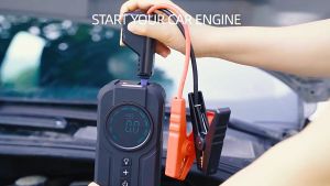 GetGadget⚙ 6000mAh 12V 4 in 1 Car Jumper Starter Portable With Pump Tyre Air Pump Power Bank With Air Compressor 12V Emergency Jumper Starter 12V Car Jump Starter Air Pump Power Bank Lighting Portable Air Compressor 4 In 1 Cars Battery Starters