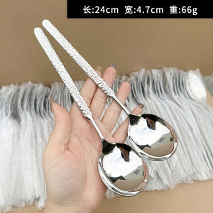 Thickened 66g 304 Stainless Steel Spoon Home Use Long Handle Eating Soup Spoon Soup Spoon Main Course round Spoon Dining Utensils