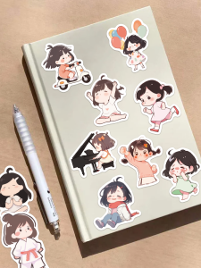 Cute Girl Illustration Stickers 64 Pcs Waterproof Korean Style Embarrassed Puppy Daily Life Scrapbooking Emoticon Pack