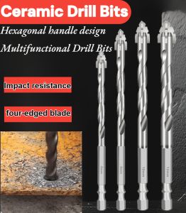Cross Hex Tile Bits Universal Glass Ceramic Concrete Hole Opener Tungsten Carbide Hard Alloy Bits Set Tool