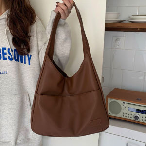 Retro Commuter Tote Bag Womens Fashion Casual Underarm Bag Large Capacity Soft PU Leather Magnetic Clasp Handbag