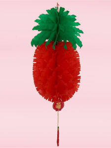 Red Plastic Pineapple Lantern Handmade Wedding Decoration Festival Gift Foldable Fruit Shaped Luminous Non Luminous