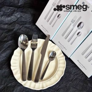 SMEG Thickened Stainless Steel Plate Knife Fork Spoon 4-piece Set Steak Utensils Household Set