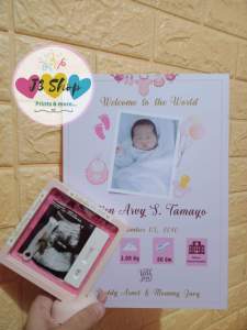 Baby Birth Info Sintra board with floating frame