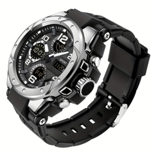 Đồng Hồ Thể Thao Nam Màn Hình Kép Vỏ Hợp Kim Kỹ Thuật Số-Tương Tự Đa Chức Năng Có Hẹn Giờ Báo Động Và Lịch-Chống Nước 3Bar