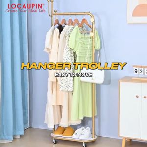 Locaupin Multipurpose Metal Clothes Storage Rack Organizer With Wheels Hanger Rack  Stand For Bedroom