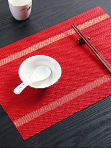 Large Red Color Dining Mat New Chinese Style Heat Resistant Pad High End Feeling Wedding Celebration Western Dinner Bowl Plate Pad