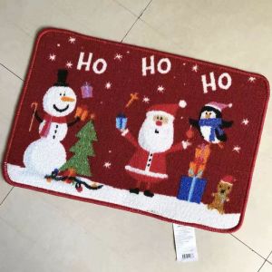 VIKAMA Vintage Kris Kringle Present Poinsettia Snowflake Yule Welcome Mat Festive Salutations Floor Padding Space Decor Soft