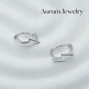 Lightning Bolt Silver Earrings ต่างหูห่วงสายฟ้า เงินแท้ รุ่น Lightning Bolt