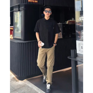 Áo Thun Polo Nam Tay Ngắn Màu Đen Nặng Áo Thun Nam Thời Trang Chất Liệu Cotton Dáng Rộng Thường Ngày Mùa Hè Phong Cách Thường Ngày