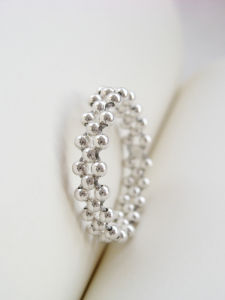 Handwoven 990 Pure Silver Bead Ring Fashionable Korean Style Womens Jewelry Bohemian Style Three-Layer Index Thumb Tail Ring