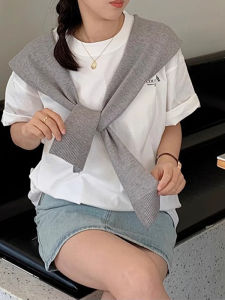 Áo Len Dệt Kim Dày Thời Trang Hàn Quốc Mùa Xuân 2025 Cho Nữ Khăn Choàng Đa Năng Áo Sơ Mi Áo Khoác Ngoài Mặc Trong Phòng Máy Lạnh