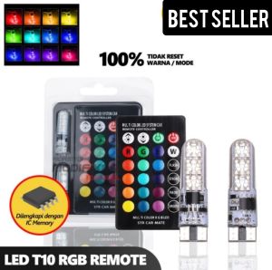 LAMPU LED T10 RGB REMOTE IC MEMORY LAMPU SENJA KOTA MOBIL MOTOR DC 12V