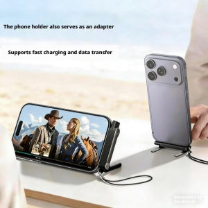 2 In 1 240W Super Fast Charging Type C Data Cable With Foldable Phone Stand Portable Lazy Holder Compatible With iPhone 15 16 17