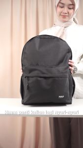PRAGJA Tas Black Backpack - Tas Ransel Sekolah Polos -Tas Gendong Polos -tas kerja pria wanita