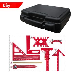 Bộ Thước Đo Gỗ Hợp Kim Nhôm - Bộ 6/7/8 Món Kèm Hộp Dụng Cụ Đo Đạc Chính Xác Cho Thợ Mộc Bộ Dụng Cụ Vẽ Và Bố Trí Gỗ