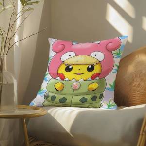 Bandai | Pokemon Adventure Partners Anime Plush Pillow Cover Soft Short Plush Cushion Cover For Sofa Bedroom Home Decor Gift