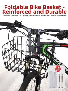 CHECHITULE | Bicycle Basket Front and Rear Compatible with Mountain Bikes Folding Bikes Iron