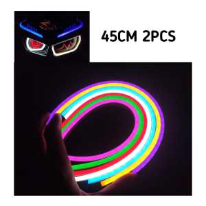 Satu Pasang (2 pcs)Lampu LED Variasi alis motor mobil Mode Diam Warna Hijau dll 15/25/30 cm