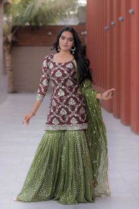 [PRE-ORDER] Ready Made Heavy Faux Georgette Plazzo ( Delivery 15 days )