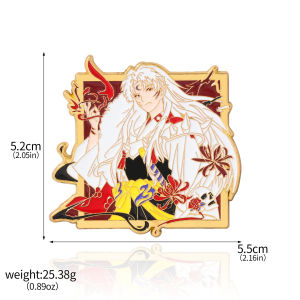 Japanese Anime Inuyasha Sesshoumaru Brooch Pin Cosplay Costume Props for Women Men Metal Badge Pins Alloy Brooches
