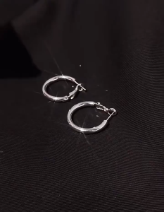[Ready Stock - SG] 925 Sterling Silver 20mm 26mm French Lock Hoop Sleeper Earrings (Pair)