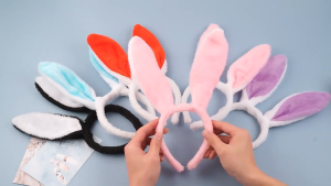 Marian Beauty Cute Colorful Plush Rabbit Ear Headband Costume Props Cosplay Perform Party Headdress Hair Accessories