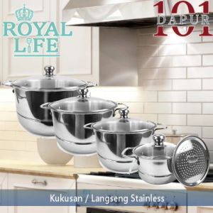 Royal Life Stainless Langseng / Steamer Pot 22 cm / Panci + Kukus 32 Liter