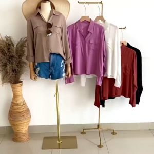 ANDREA BEAUTY CORNER/ Kemeja Alena / Kemeja Rayon / Baju Atasan Wanita / Kemeja Panjang KOREAN SYTLE MURAH