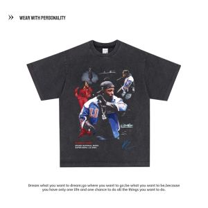 Áo Thun Cotton Tay Ngắn in Hình Người Chơi Bóng Bầu Dục Super Bowl Kdot Phong Cách Hip Hop Rộng Rãi Cổ Tròn Thường Ngày Mùa Hè