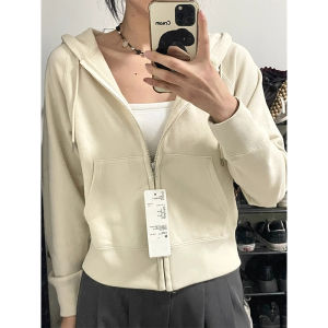 SHUQINGLAI | Áo Khoác Hoodie Phao Có Zip Ngắn
