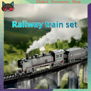 Retro Train Electric Track Model Train Toy Simulation Electric Rail Train Sound and Light Classical Train Toy