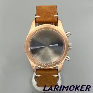 LARIMOKER 39mm VK Mens Quartz Watch Case Sapphire Crystal Beveled Bezel Leather Strap Suitable for VK63 VK64 VK67 VK68 Movement