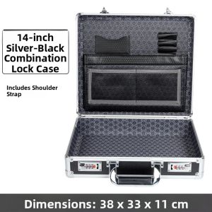 Handheld Aluminum Alloy Password Box Document Briefcase Business Laptop Lockable Storage Case Mens Leather Bag Travel Suitcase
