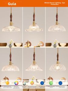 GUJIA | French Retro Vintage Wooden and Glass Chandelier