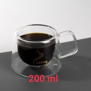 Gelas kaca cangkir kopi anti panas double wall round gelas kopi