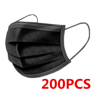 10/50/100/200pcs Disposable Medical Face Masks Mascarillas Adults Black Surgical Mask Filter Protective Certified Surgical Mask