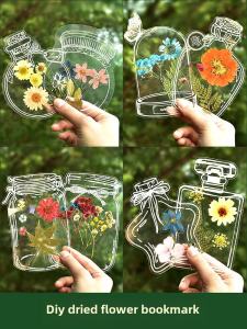 Dried Flower Bookmarks DIY Handmade Material Embossed Transparent Bottle Specimen Graduation Gift Student Creative Cultural