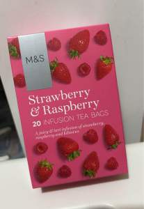 M&S Strawberry & Raspberry Infusion Tea bags/ caffeine free