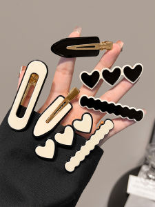 Kẹp Tóc Nữ Thanh Lịch Đơn Giản Màu Đen Trắng Kẹp Tóc Mái Lệch Kẹp Tóc Kiểu Dáng Cổ Điển Phụ Kiện Tóc Thời Trang Mùa Thu 2023