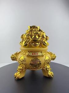 FENGHONGTAO | Gold Plated Sand Gold Wealth Attracting Decorative Coin Bank